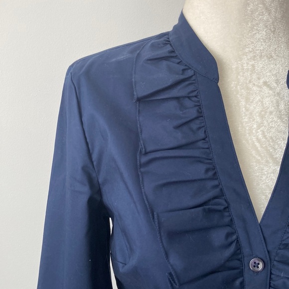 Ann Taylor Factory V-Neck Ruffled Button Down Shirt - Picture 4 of 7